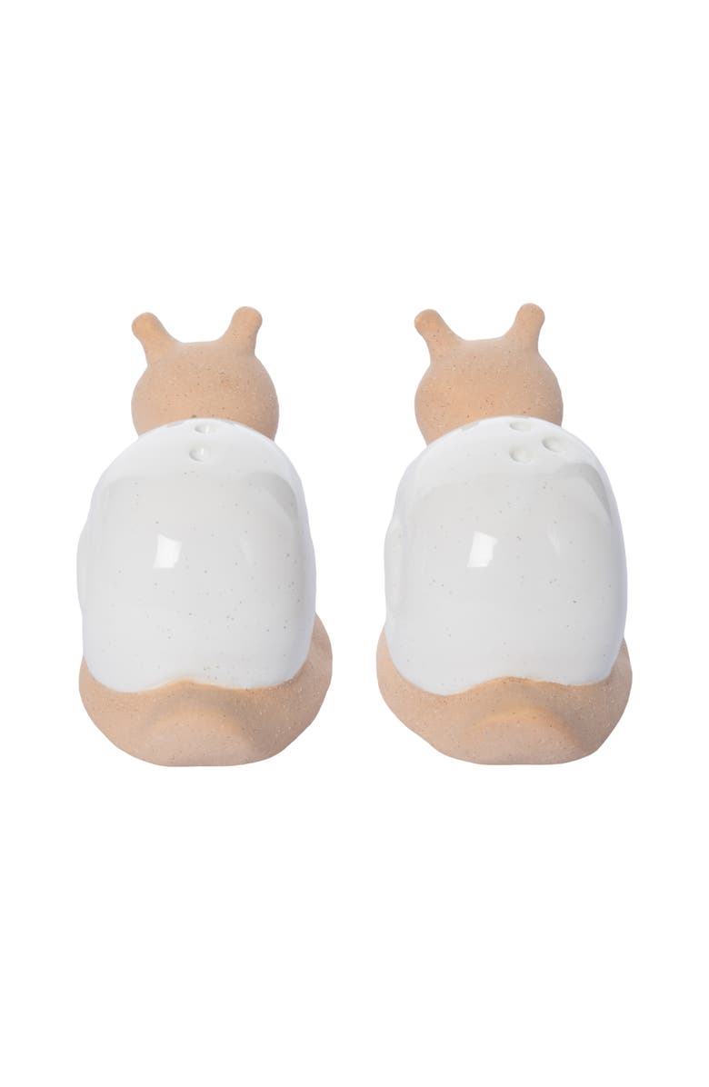 Transpac Ceramic Snail Salt and Pepper Set of 2 White for Spring Serving and Entertaining, Alternate, color, Multicolored