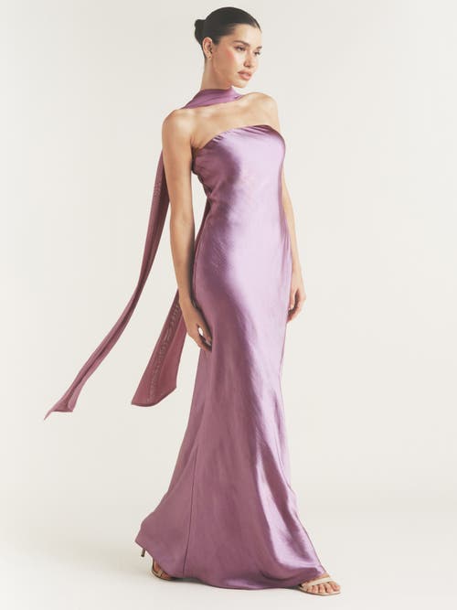 Six Stories Bandeau Satin Bridesmaid Dress In Purple
