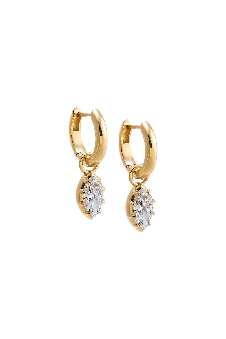 Lab Grown Diamond Marquise Dangle Huggie Earring 14K, Main, color, 14K Gold