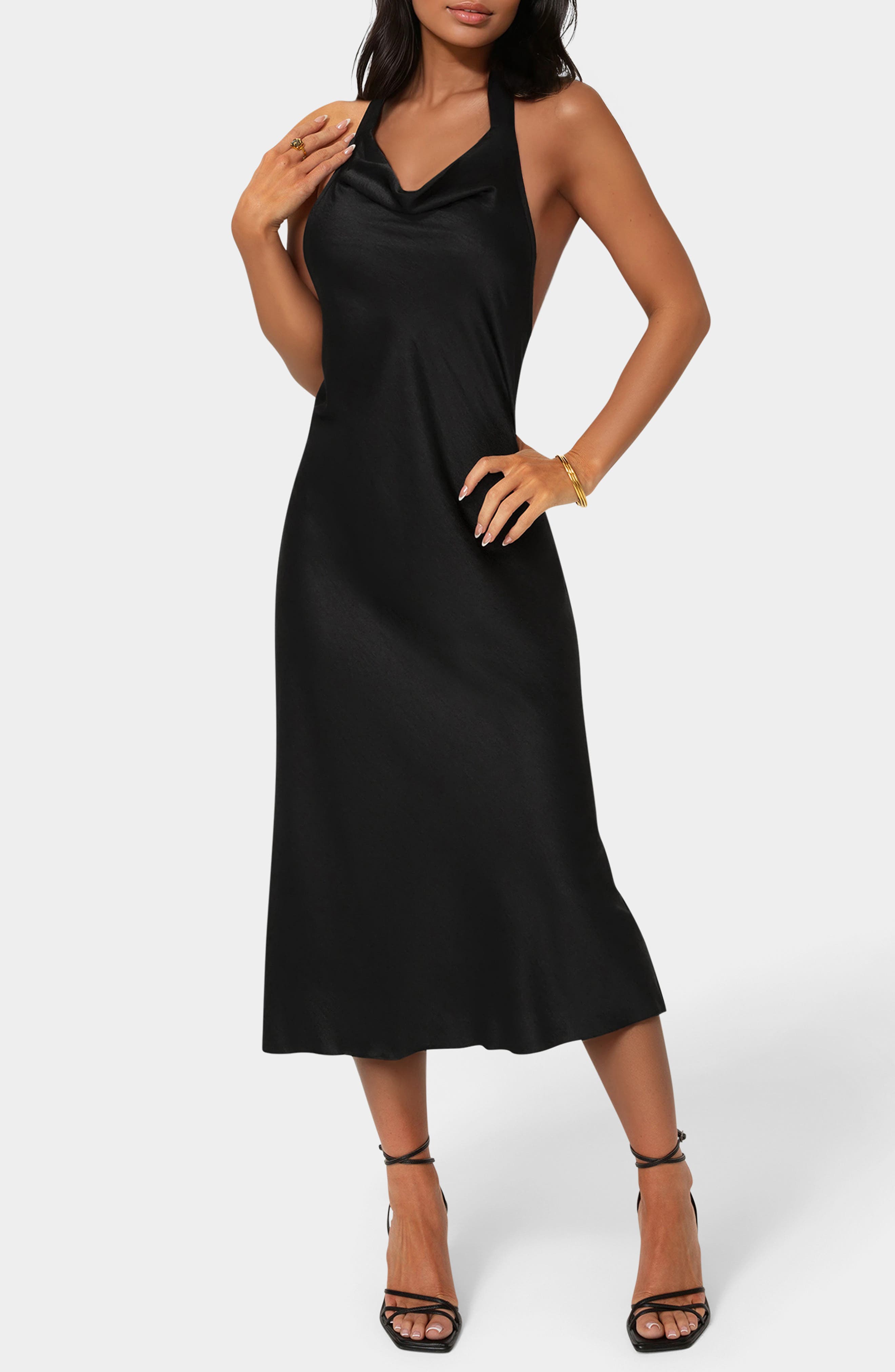 bebe Halter Neck Midi Slipdress