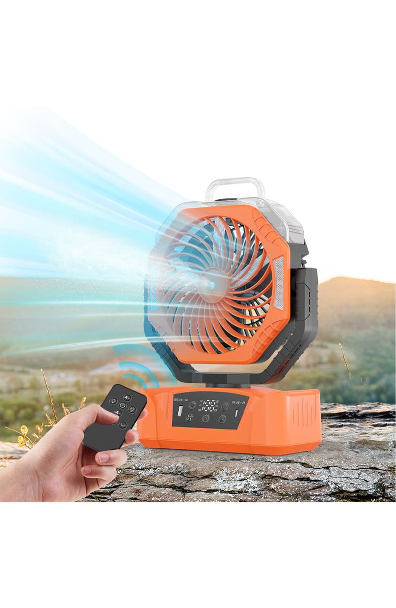 Sonicgrace Outdoor Misting Fan, Alternate, color, Orange With Black Accents