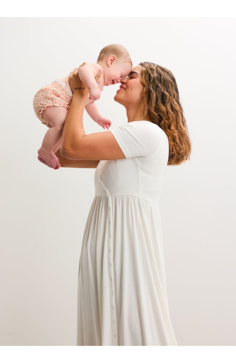 HATCH Collection The Softest Rib Side Seam Nursing Maxi Dress, Alternate, color, White