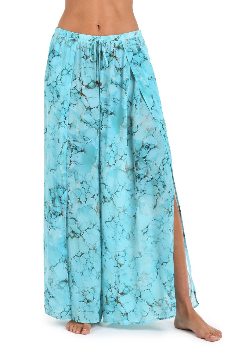 Geraldine Wide Leg Cover-Up Pants, Main, color, TURQUOISE