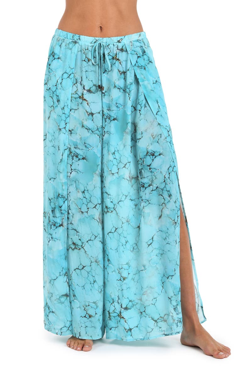 L'AGENCE Geraldine Wide Leg Cover-Up Pants, Main, color, Turquoise