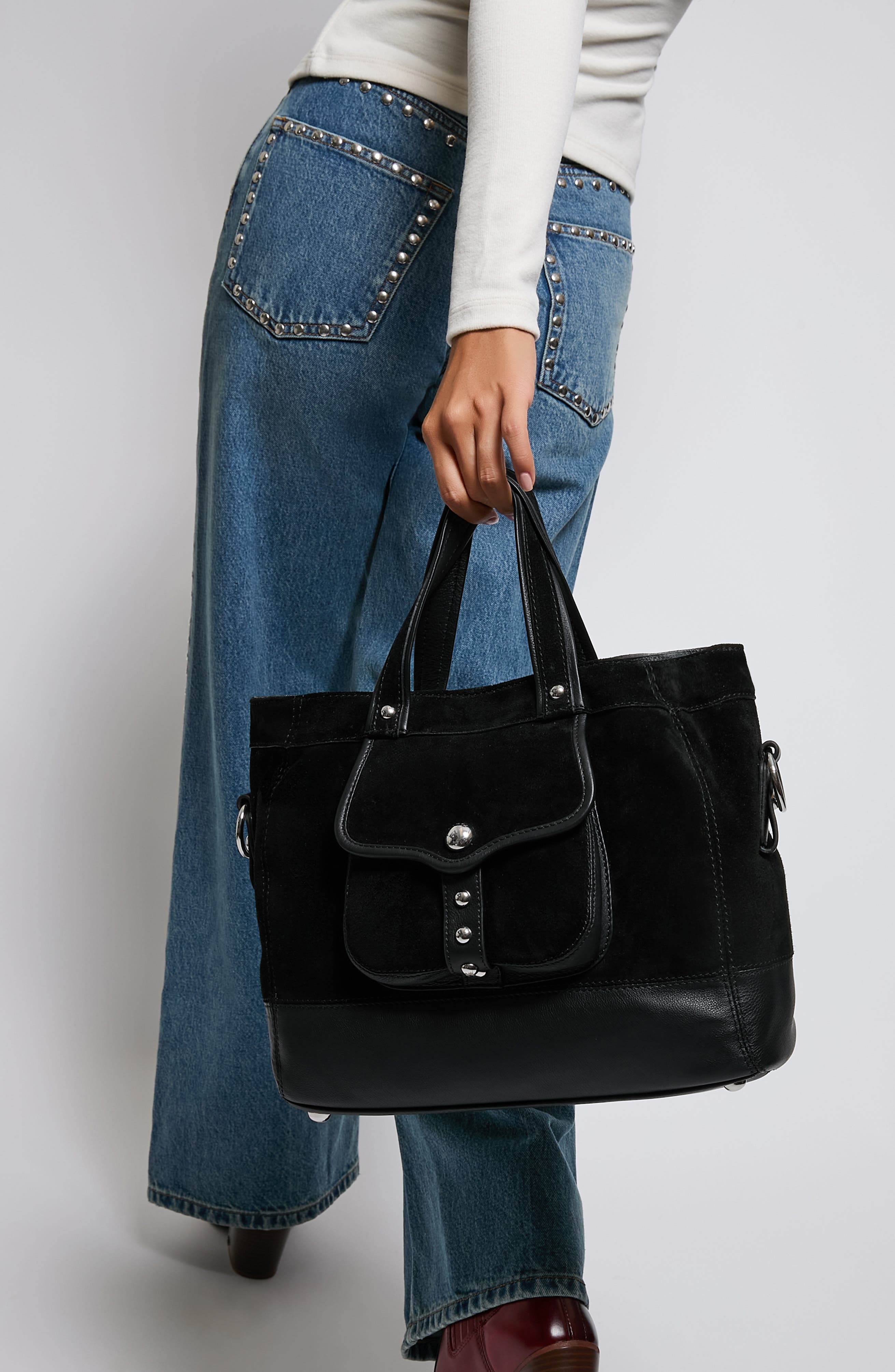 AIMEE Great Escape Convertible Shopper Bag, Alternate, color, Black Suede