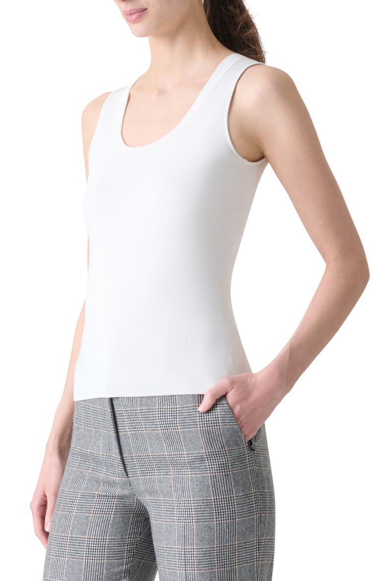 Scoop Neck Silk Rib Tank, Alternate, color, ECRU