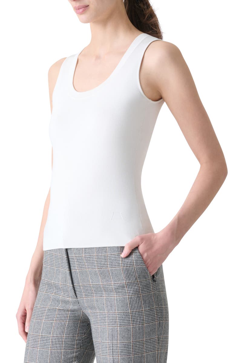 Akris Scoop Neck Silk Rib Tank, Alternate, color, Ecru