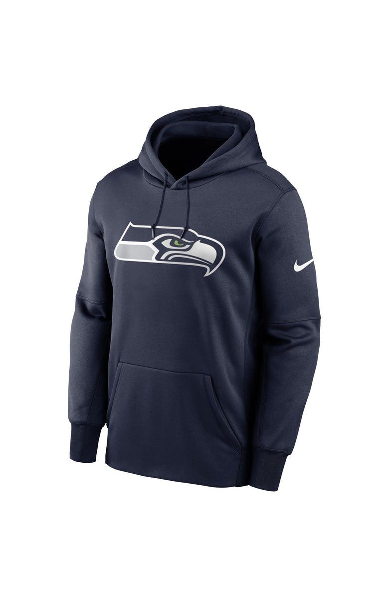 Nike Men's Nike College Navy Seattle Seahawks Fan Gear Primary Logo Therma Performance Pullover Hoodie, Alternate, color, Navy