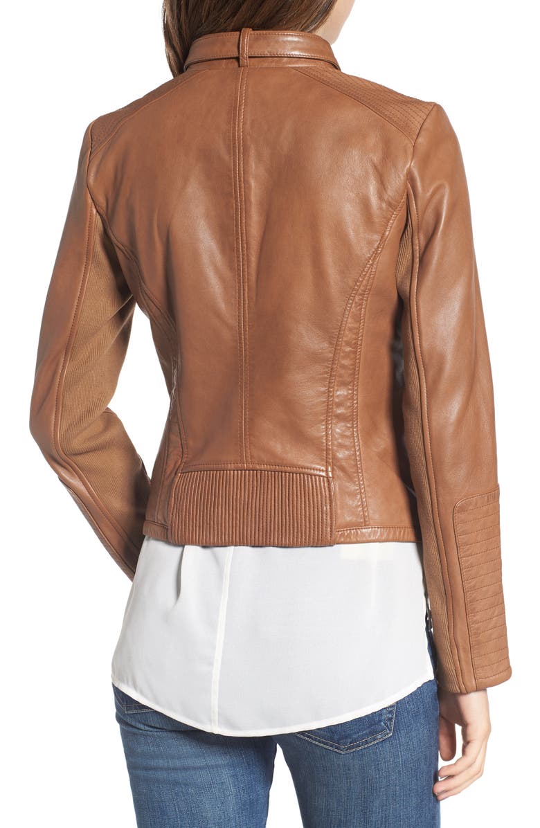 Bernardo Zip Front Leather Biker Jacket, Alternate, color,