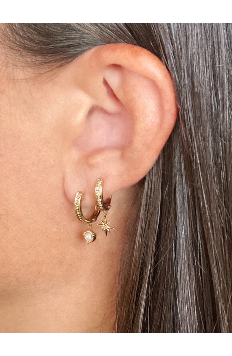 ELLIOT YOUNG Pave Diamond 14k Gold Huggie Hoop, Alternate, color, Star