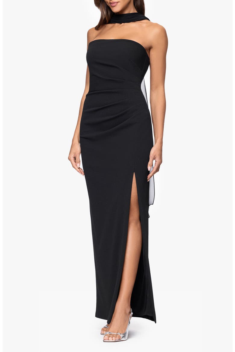 Drape Scuba Cocktail Dress, Alternate, color, BLACK