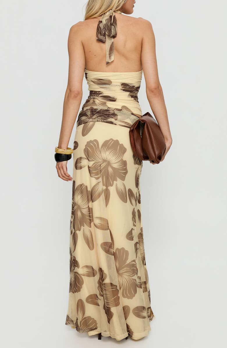 Princess Polly Roselin Floral Mesh Maxi Skirt, Alternate, color, Brown Floral