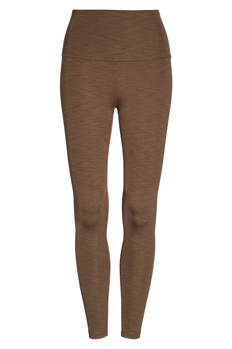 Heather High Waist Rib Leggings, Alternate, color, COCOA BROWN HEATHER