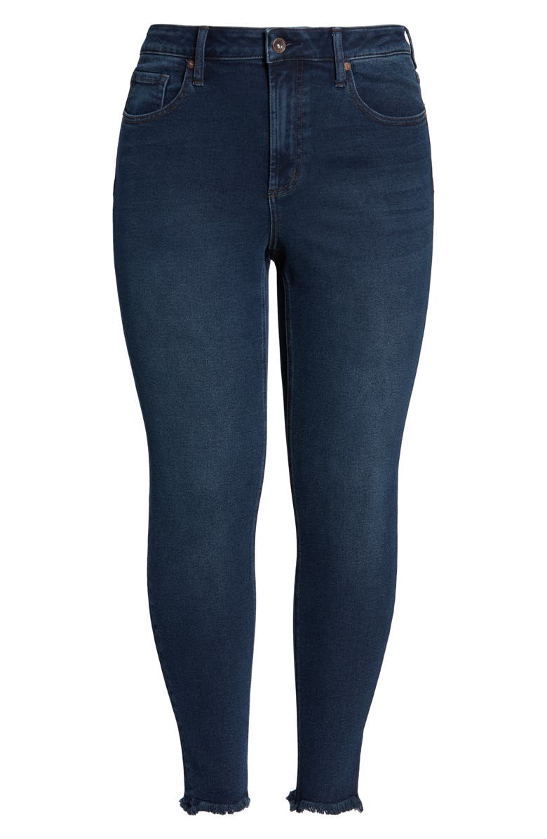 MAXSTUDIO Indigo Perfect Vintage High Waist Core Fringe Hem Skinny Jeans, Alternate, color,