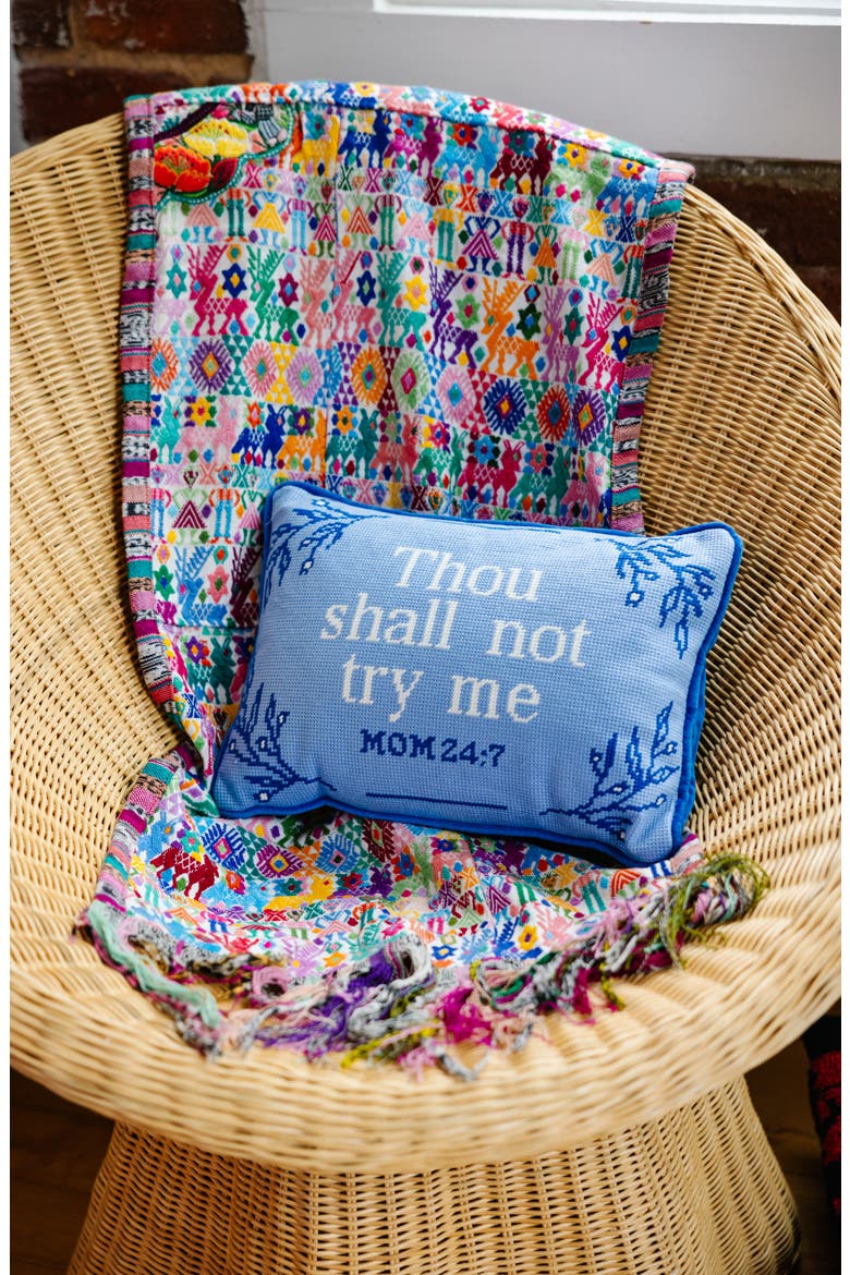 Try Me Needlepoint Pillow, Alternate, color, Blue
