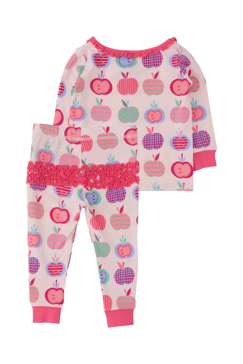 Modal Blend Ruffle Long Sleeve Pajama Set, Signature Rear Ruffles, Alternate, color, Pink Apple Patch