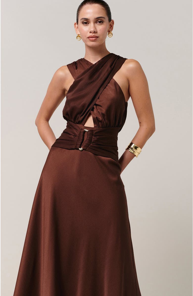 SAVEL Clover Midi Dress, Alternate, color, Rust