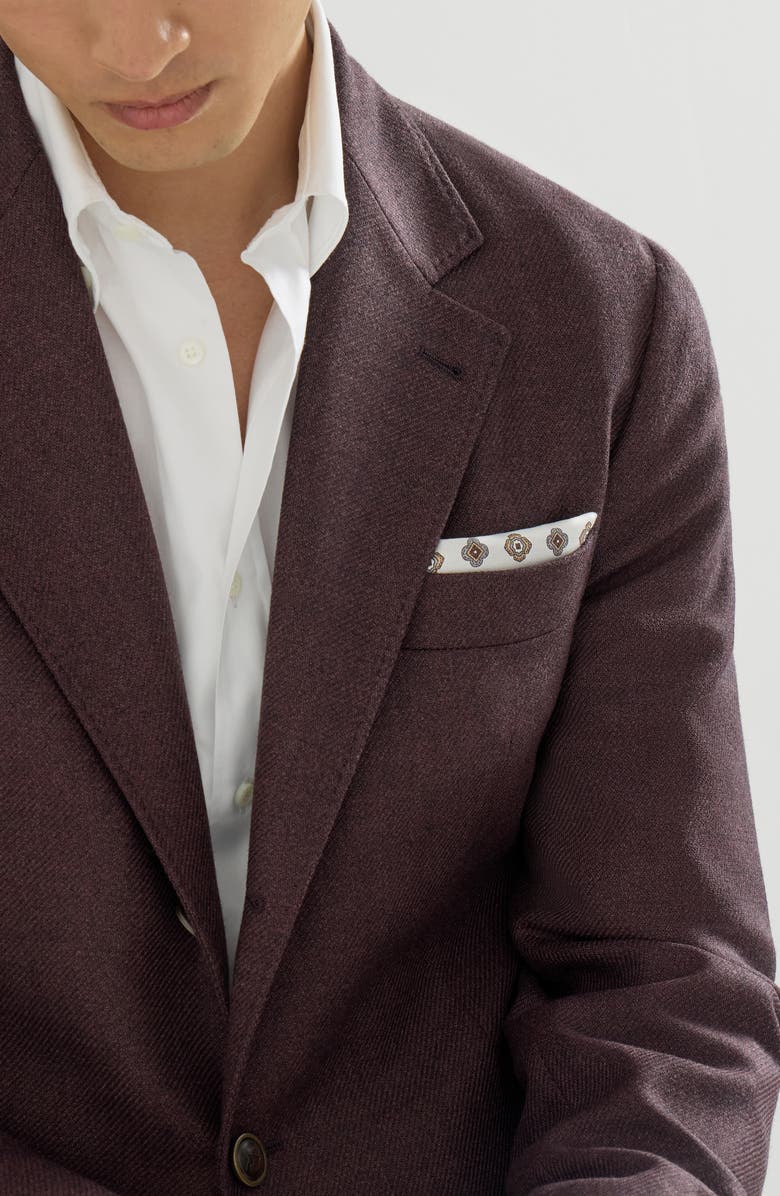 Brunello Cucinelli Mouliné virgin wool twill deconstructed blazer, Alternate, color, Blueberry