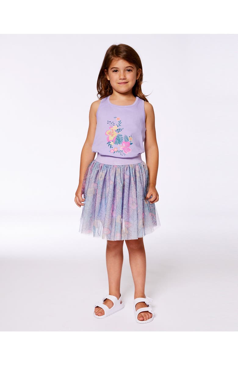 Deux par Deux Girl's Organic Cotton Racerback Tank Top Floral Mauve, Alternate, color, 