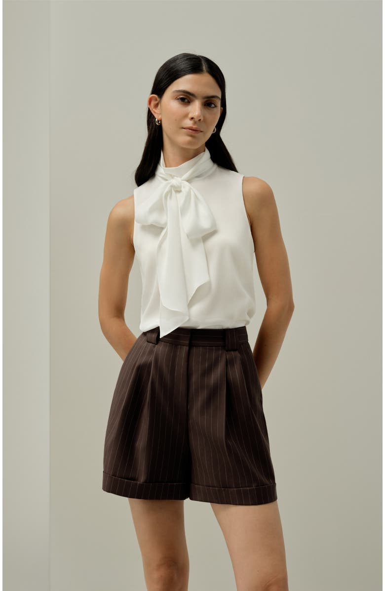 Lilysilk Sleeveless Tie-Neck Silk Blouse, Alternate, color, Natural White