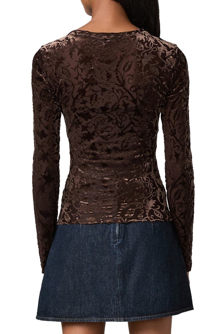 Chelle Burnout Velvet Top, Alternate, color, HICKORY