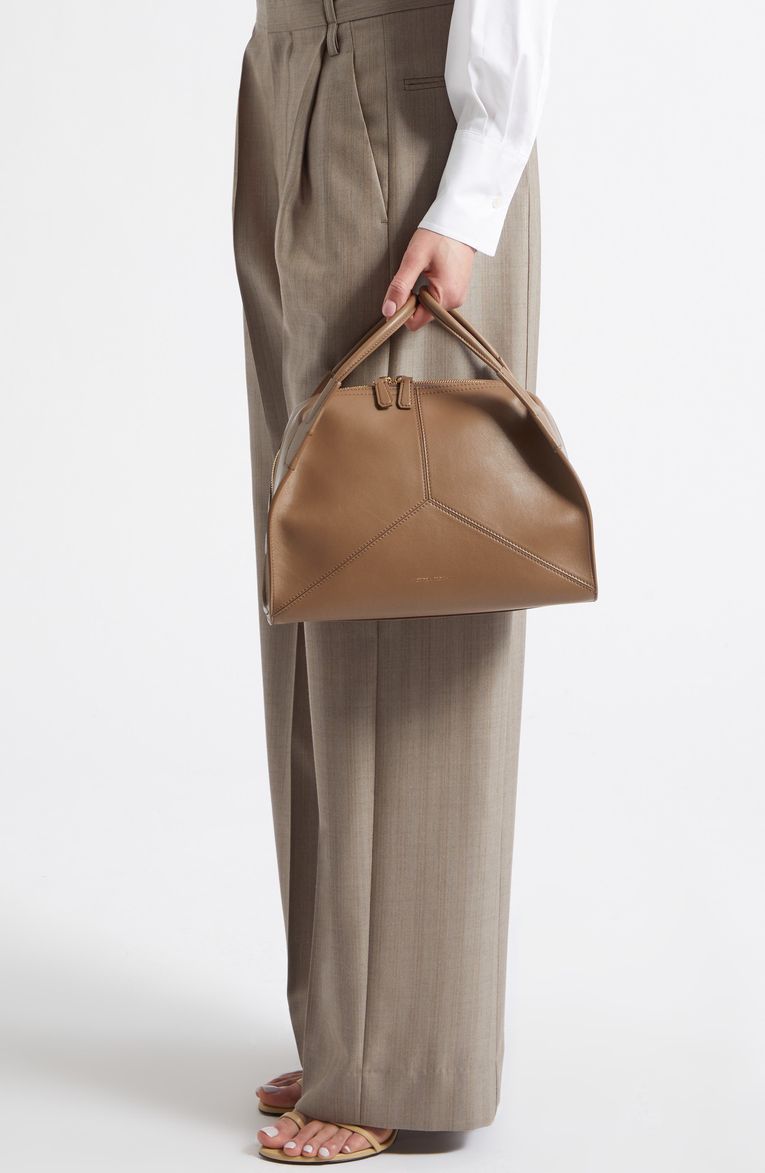 Victoria Beckham The Plié Top Handle Bag, Alternate, color, Dove Grey