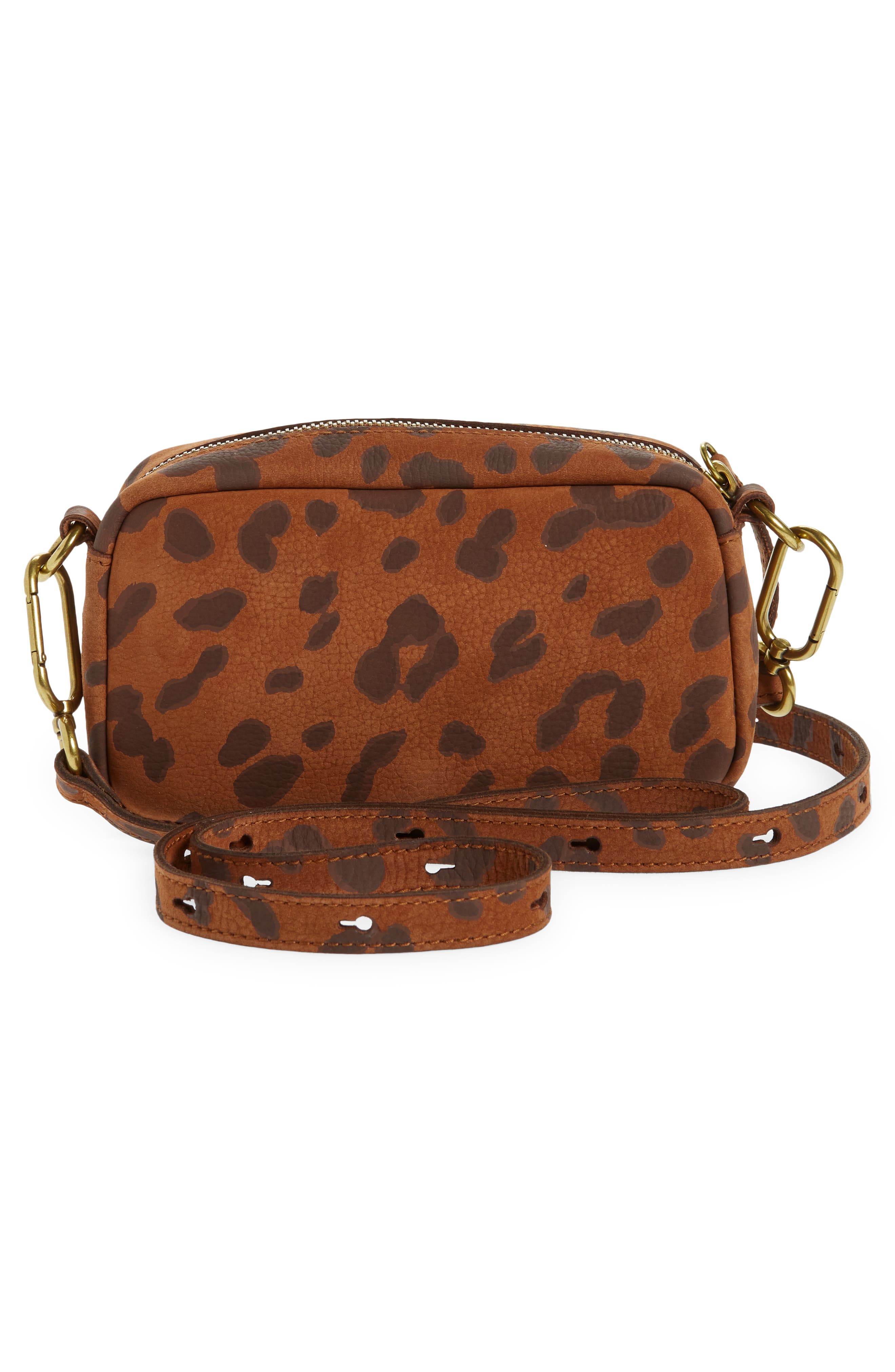 Madewell Mini The Nubuck Leopard Print Carabiner Crossbody Bag, Alternate, color, 