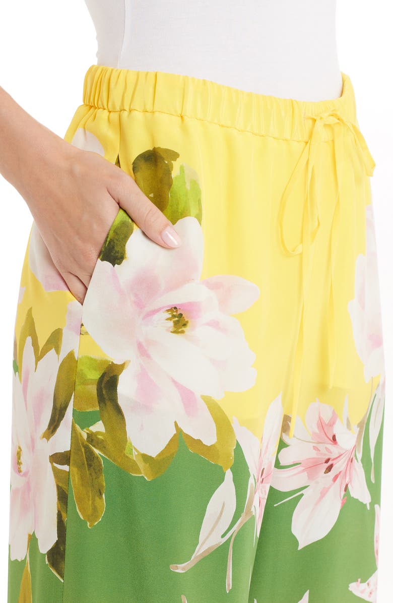 Valentino Floral Wide Leg Silk Crepe Pants, Alternate, color,