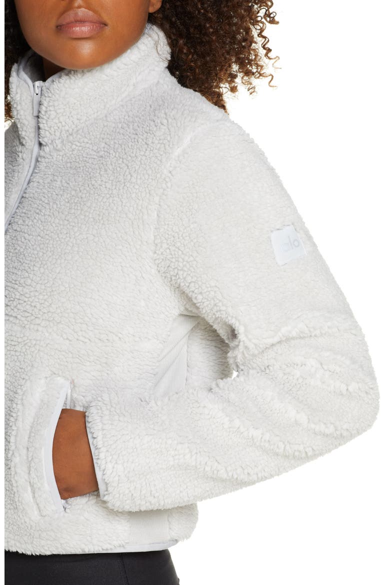 Shanti Half Zip Faux Shearling Pullover, Alternate, color, DOVE GREY