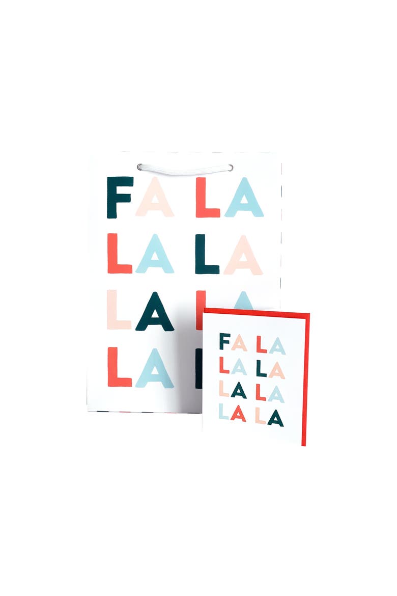 FA LA LA Checkered Holiday Gift Bag Card Set, Main, color, Checkered Holiday Design