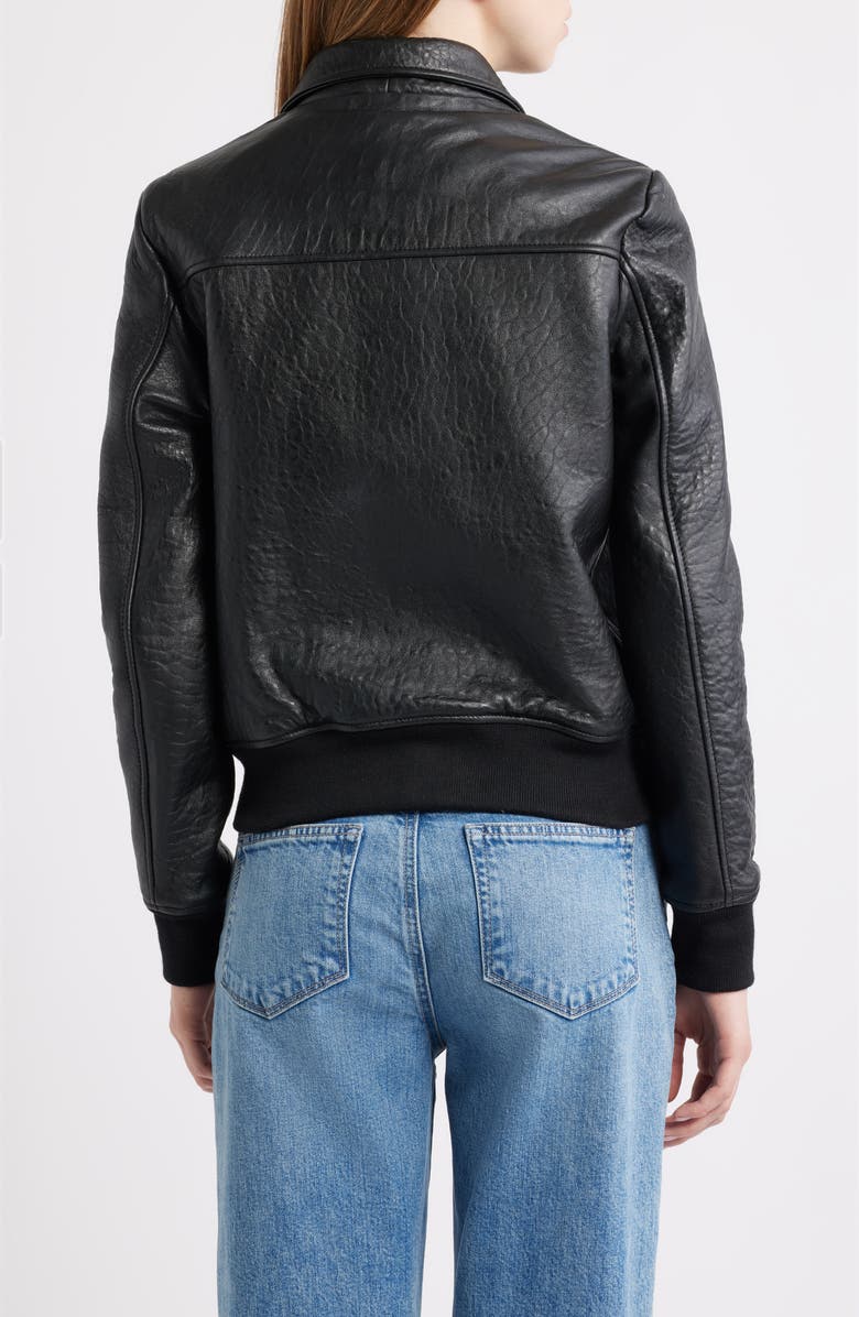 Schott NYC Leather Flight Jacket, Alternate, color, Black