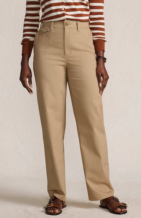 Chino High Rise Rail Straight Leg Pants