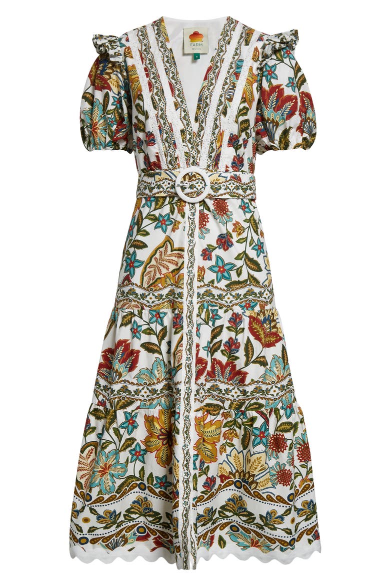 Botanicals Cotton Midi Dress, Alternate, color, OFF-WHITE