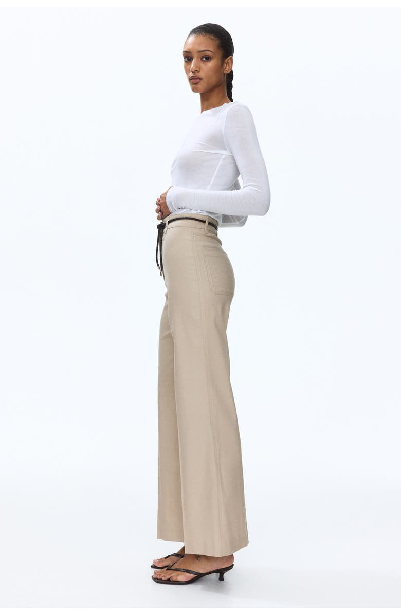 H&M Linen-blend Bootcut Trousers, Main, color, Beige
