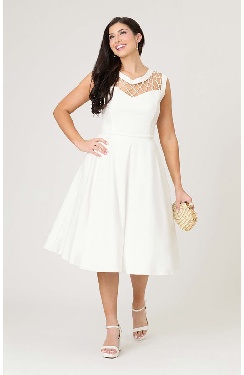 Unique Vintage Diamond Cutout Swing Dress, Main, color, Ivory