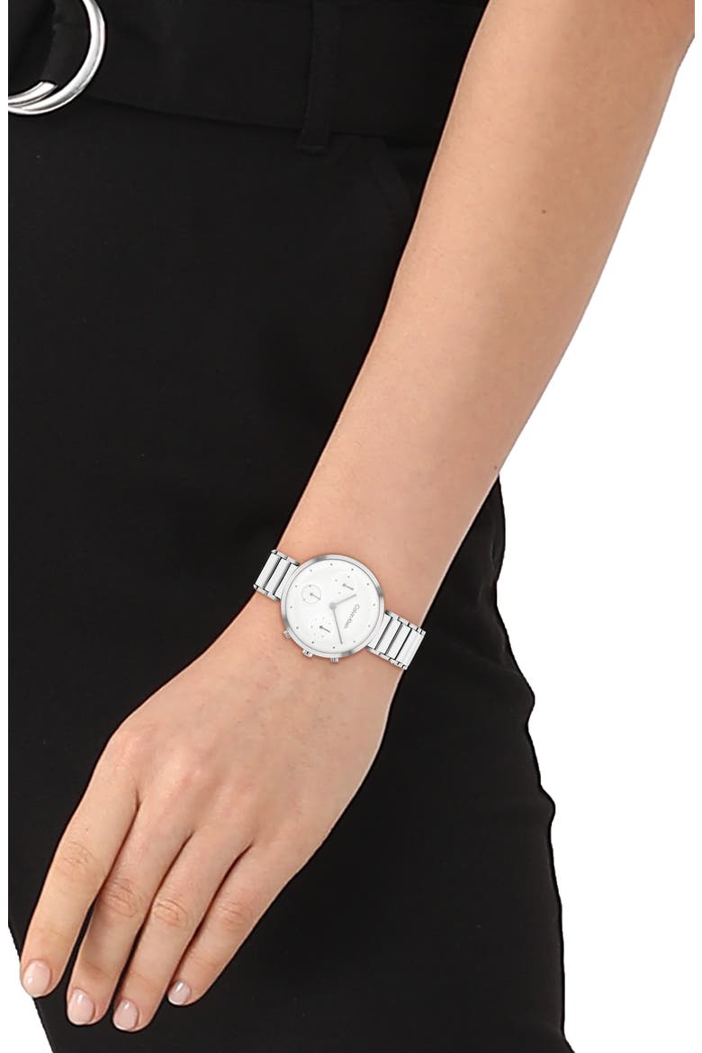 Minimalistic T-Bar Mesh Bracelet Watch, 36.5mm, Alternate, color, SILVER