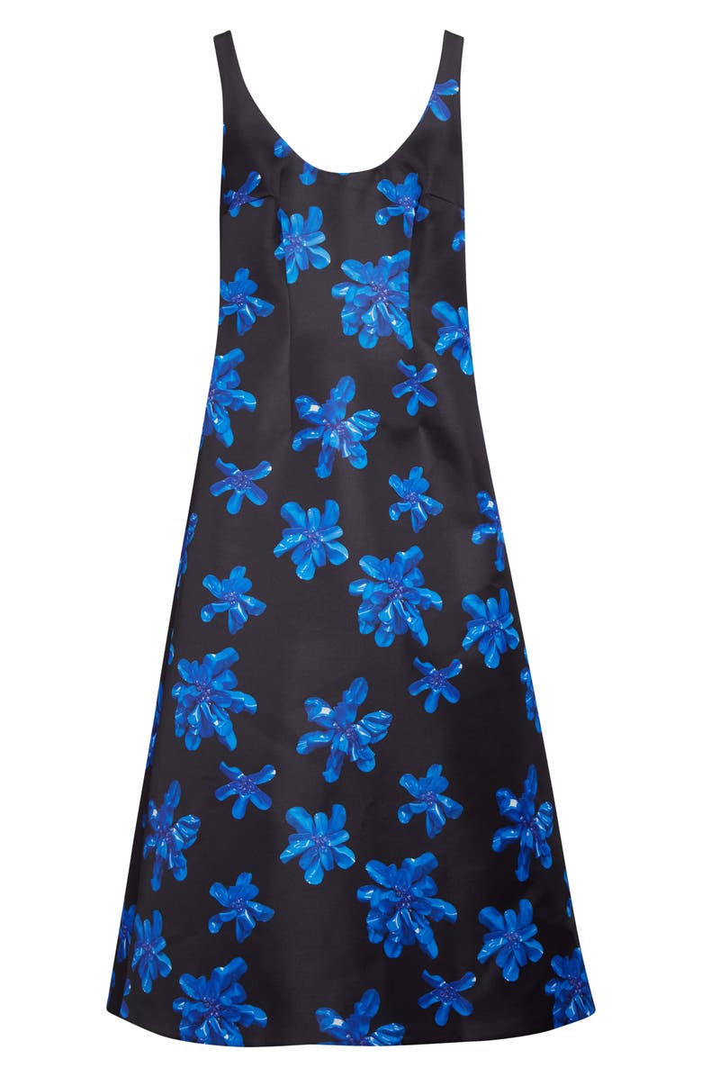 Emilia Wickstead Tippi Floral Genzianella Fit & Flare Midi Dress, Alternate, color, Electric Blue Floral On Black