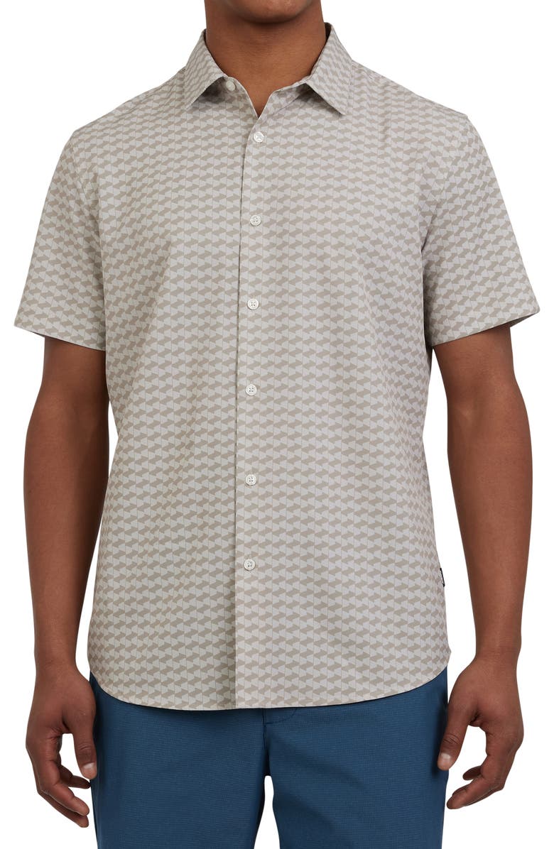 DKNY SPORTSWEAR Jameson Short Sleeve Button-Up Shirt, Main, color, Caf