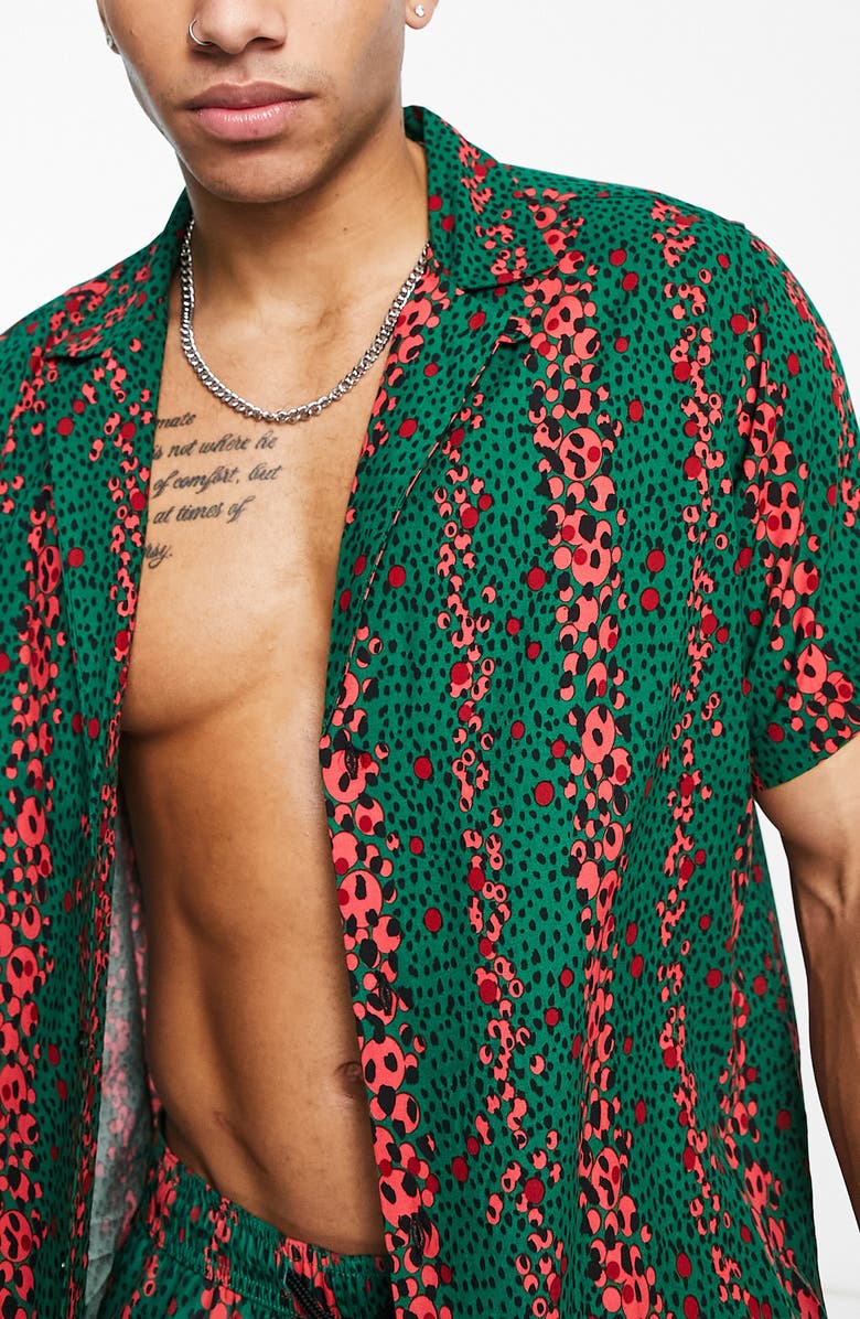 Topman Revere Short Sleeve Button-Up Shirt, Alternate, color,