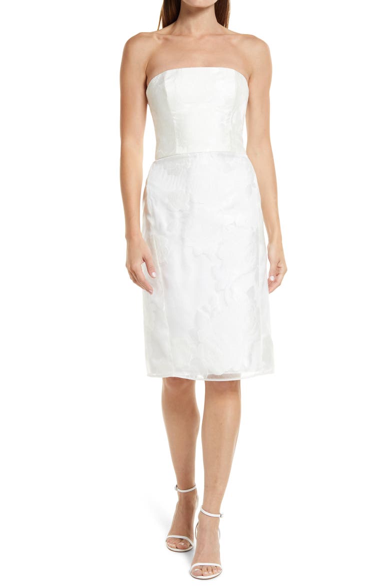 amsale rose fil-coupe a-line dress Fil Coupé Strapless Cocktail (Women) Plus Size A-Line Tulle women's effortless chic line skirt Size:XLARGE