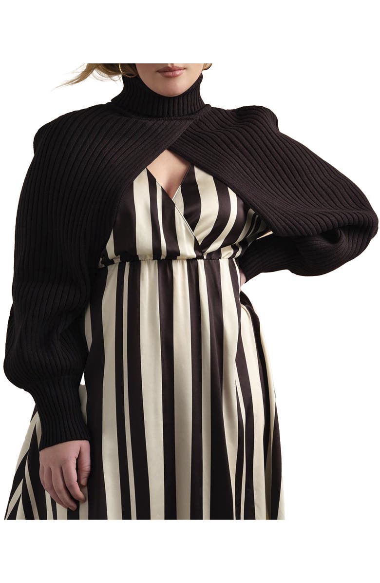 ELOQUII Turtleneck Sweater Sleeve Scarf, Main, color, Black