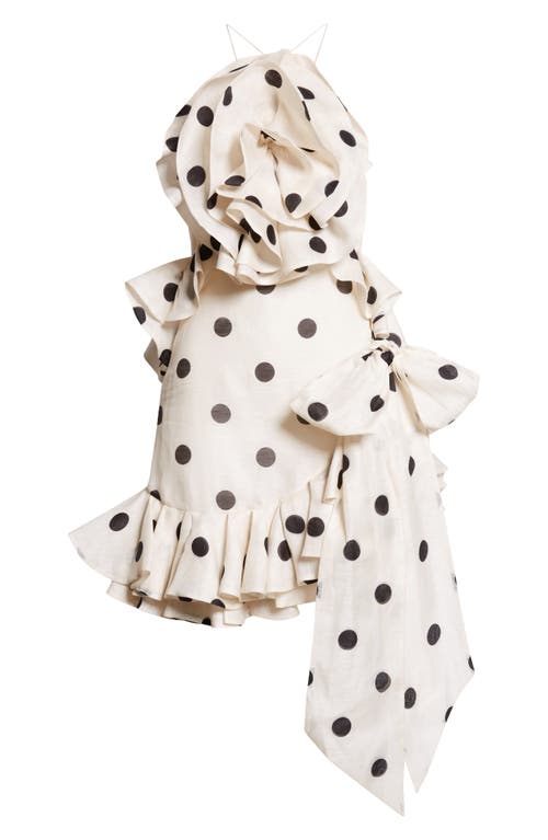 Zimmermann Polka Dot Ruffle Linen Minidress