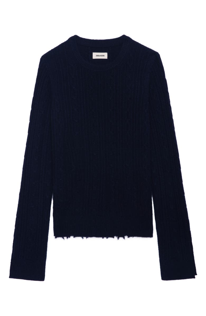 Zadig & Voltaire Jonasson Cable Knit Cashmere Sweater, Alternate, color, 
