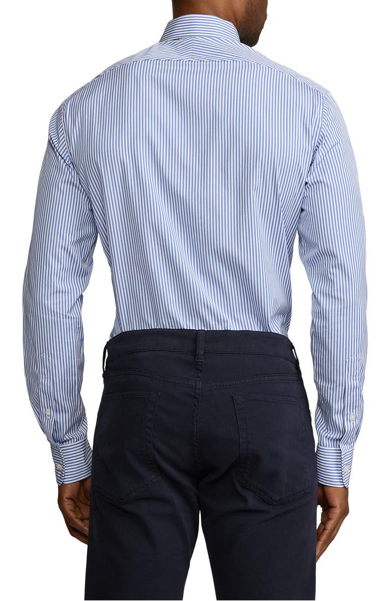 Ralph Lauren Purple Label Basic Bengal Stripe Cotton Poplin Button-Up Shirt, Alternate, color, Medium Blue And White