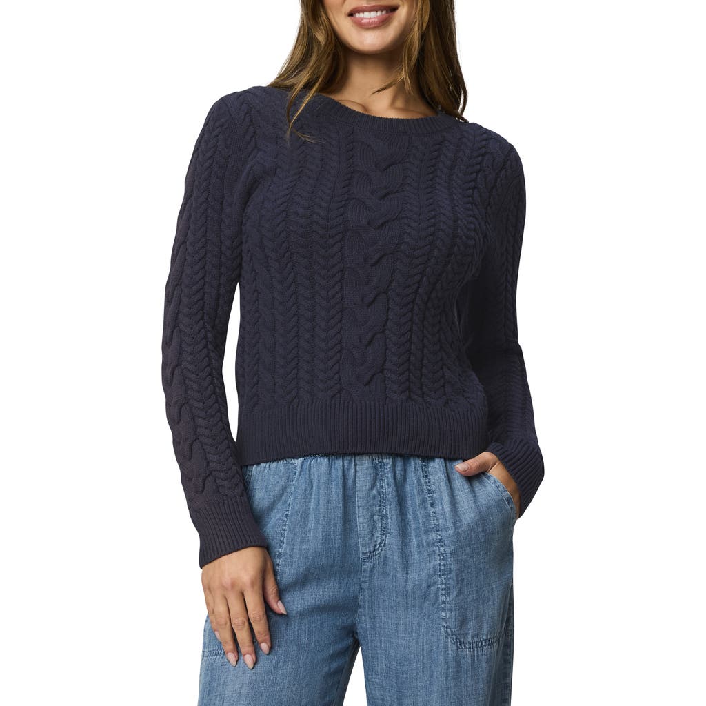 Splendid Annabella Cable Crewneck Sweater In Blue