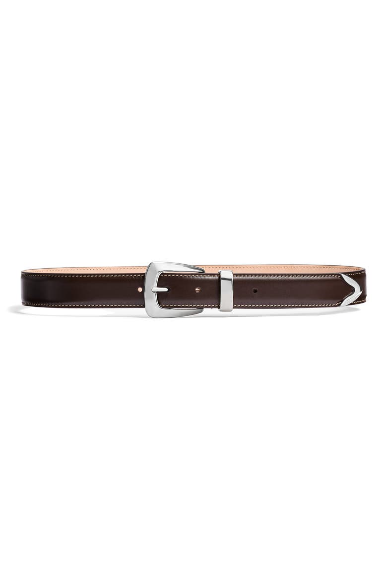 The Benny Leather Belt, Main, color, DARK BROWN / OFF WHITE 466