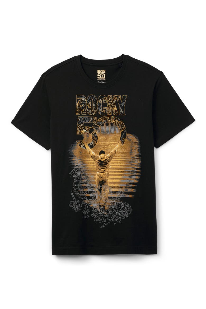 Rocky 50th Anniversary Graphic T-Shirt, Alternate, color, BLACK