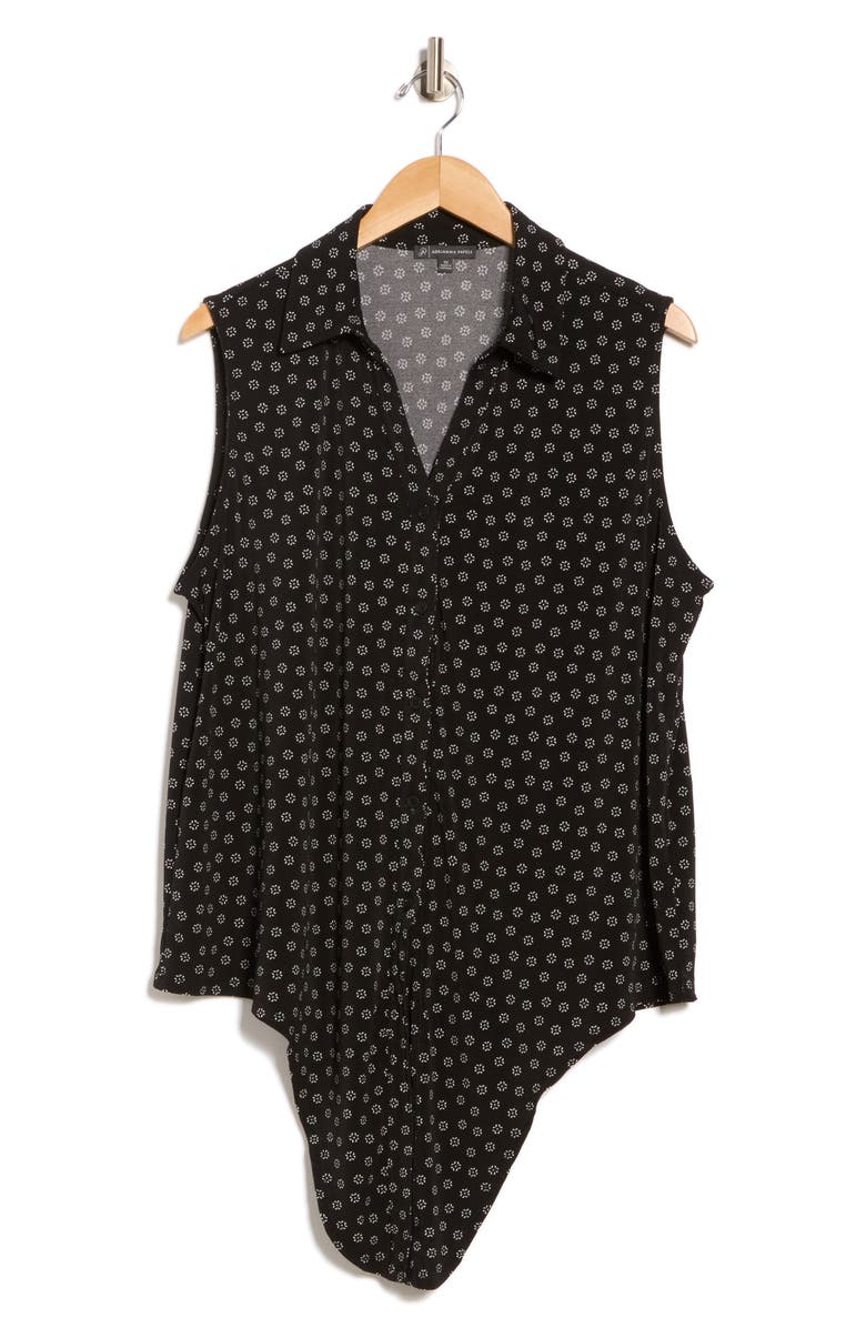 Adrianna Papell Sleeveless Tie Front Button-Up Top, Alternate, color, Black Small Daisy