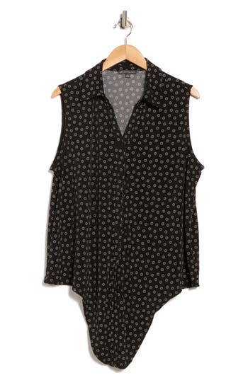 Adrianna Papell Sleeveless Tie Front Button-up Top