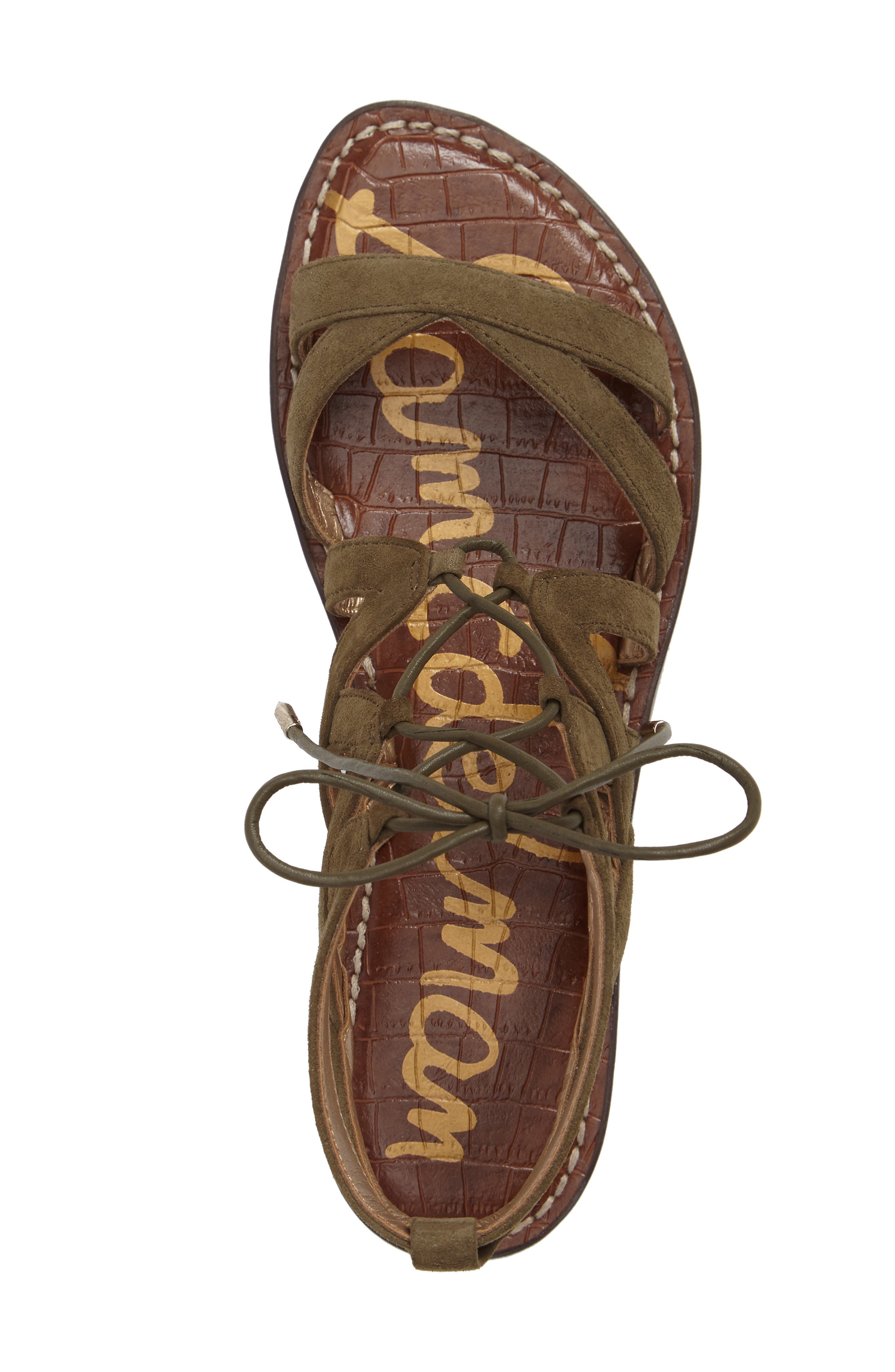 Gemma Lace-Up Sandal, Alternate, color, MOSS GREEN SUEDE